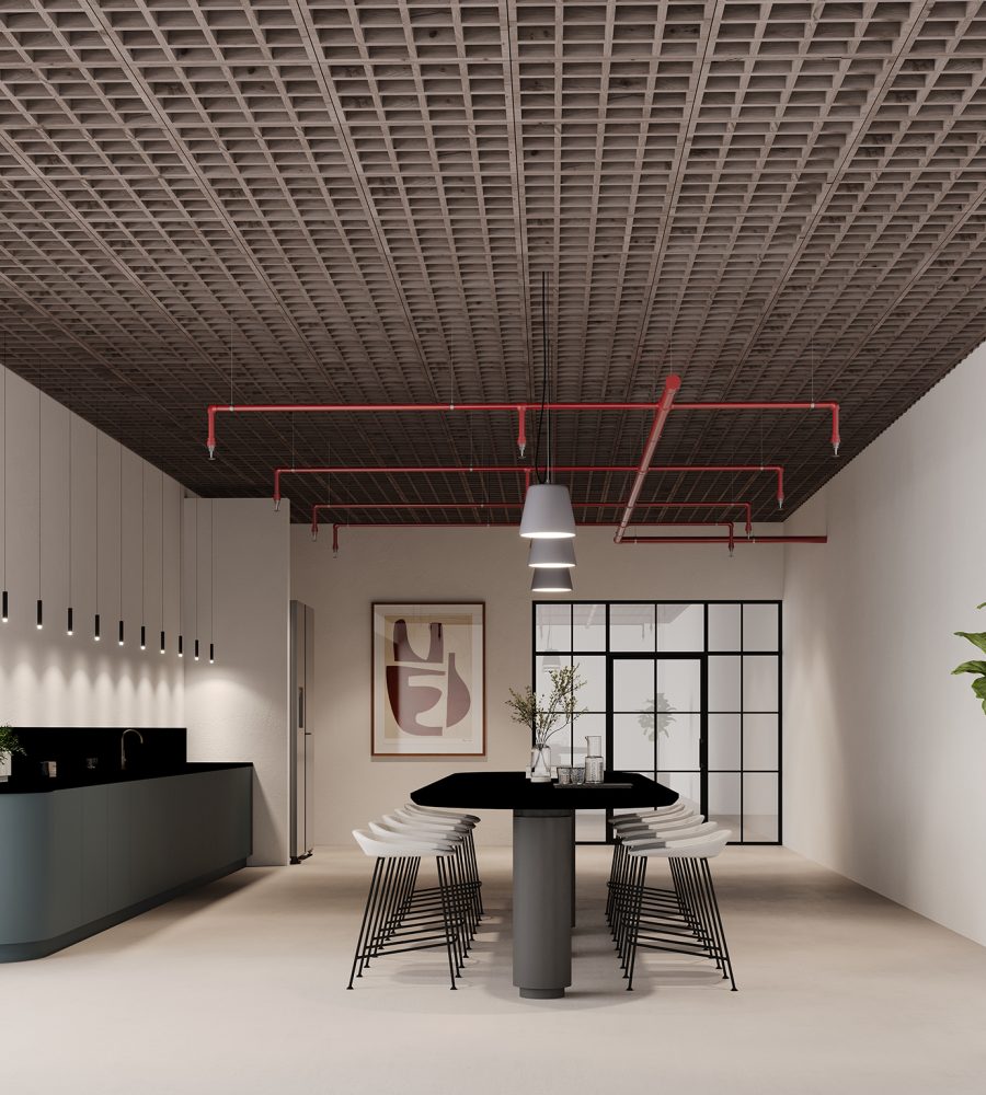 Woven, Tattersall Ceiling Frames | Shadow Oak | WoodGrain Collection