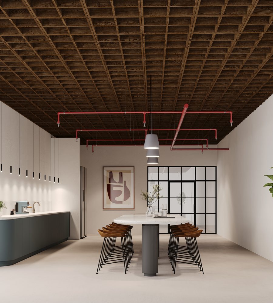 Woven, Windowpane Ceiling Frames | Scorched Timber | WoodGrain Collection