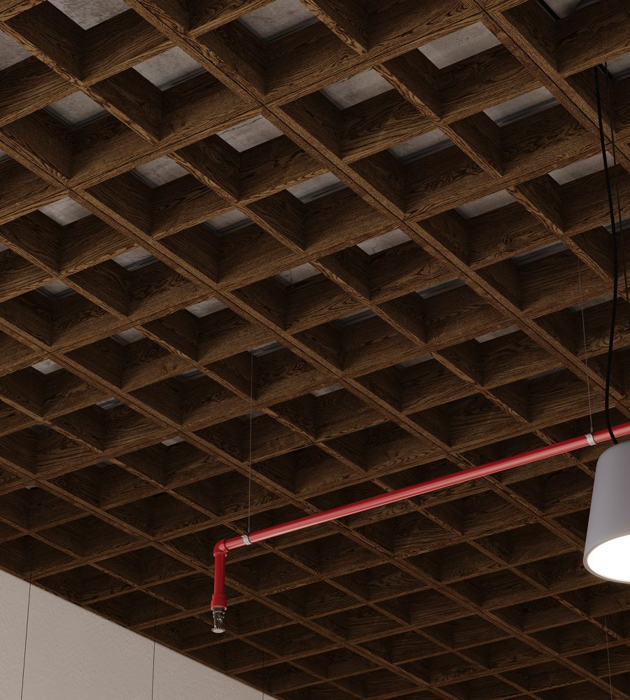 Woven, Windowpane Ceiling Frames | Scorched Timber | WoodGrain Collection