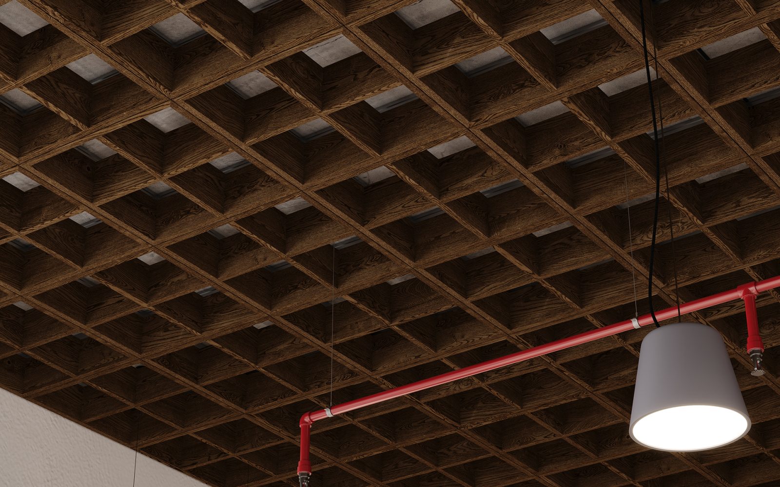 Woven, Windowpane Ceiling Frames | Scorched Timber | WoodGrain Collection