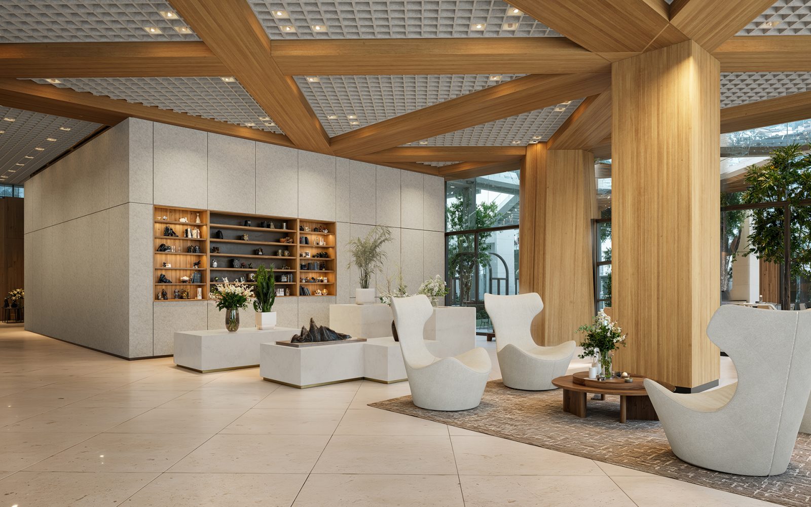Woven, Pincheck Ceiling Frames; Solid Wall Panels | Milkyway | Premier Collection
