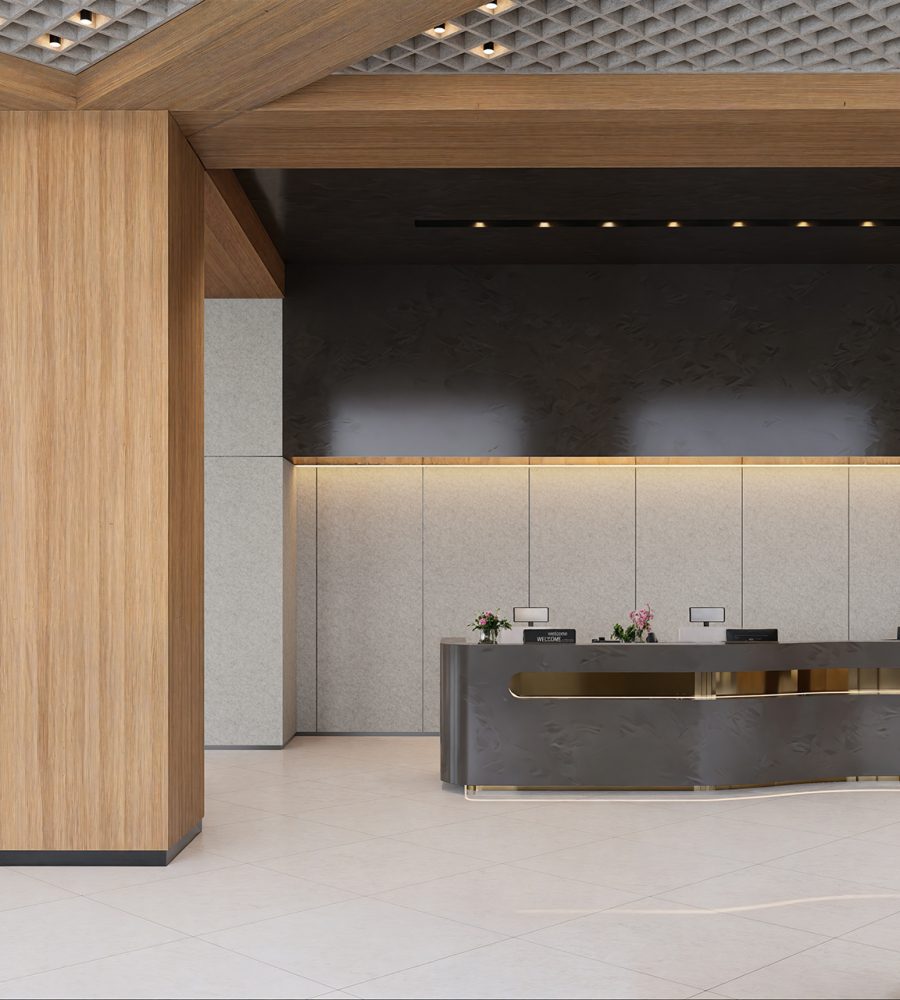 Woven, Pincheck Ceiling Frames; Solid Wall Panels | Milkyway | Premier Collection