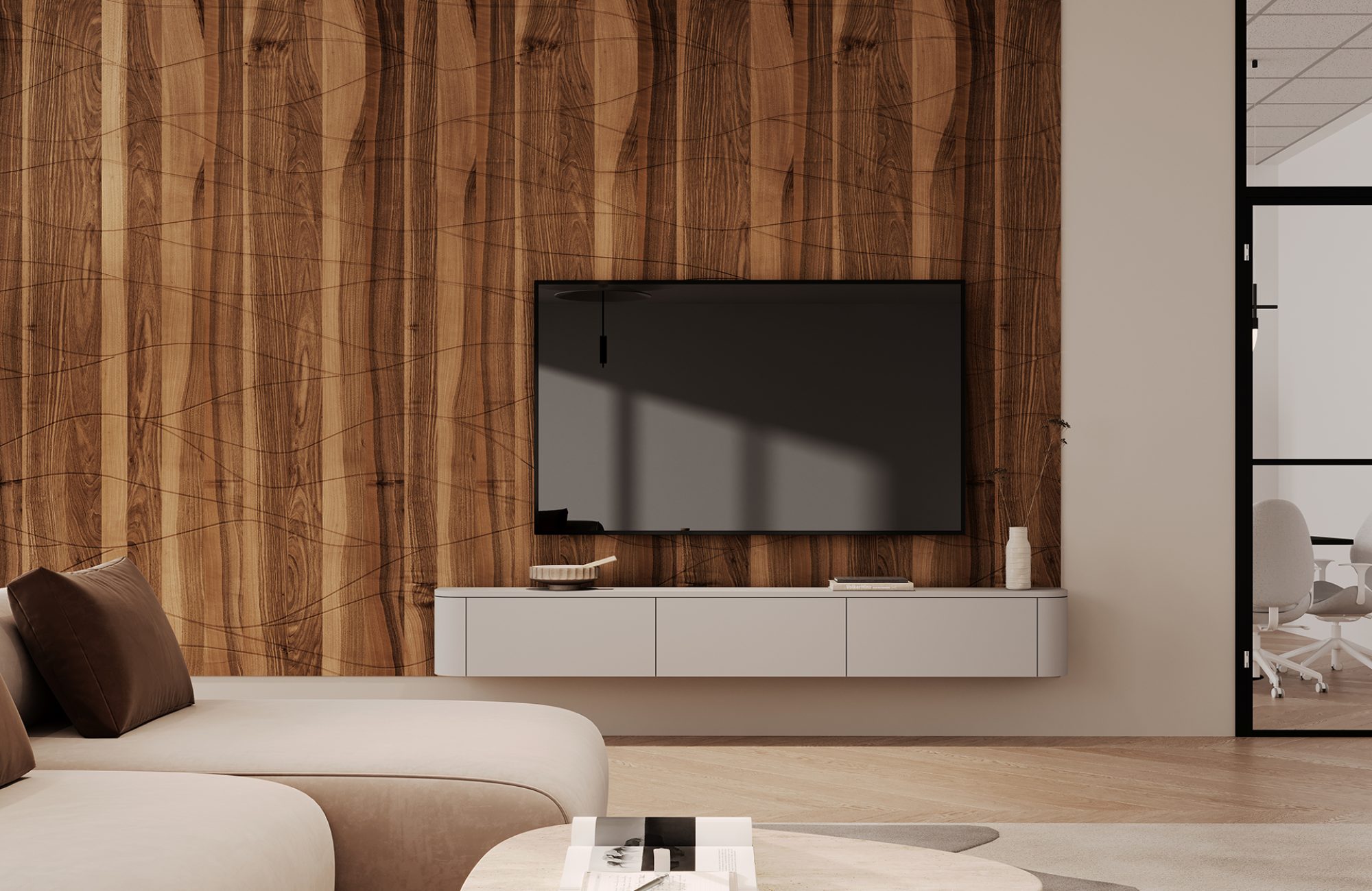 QuietForm, Stream Wall Panels | Black Walnut | WoodGrain Collection