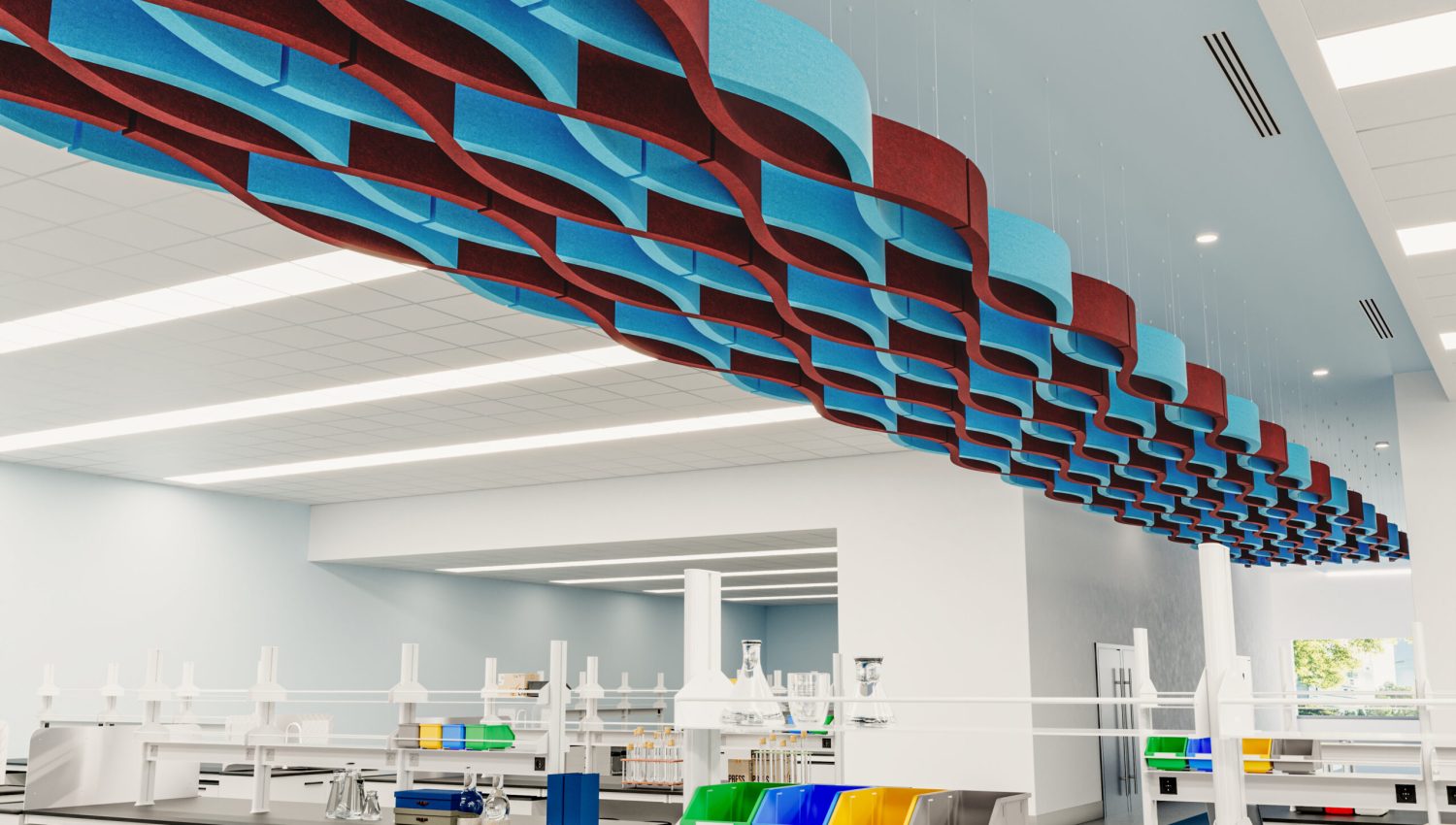 Billow Connect Ceiling Baffles | Azure, Currant | Premier Collection