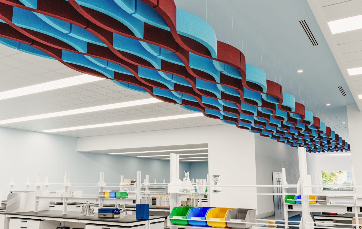 Billow Connect Ceiling Baffles | Azure, Currant | Premier Collection