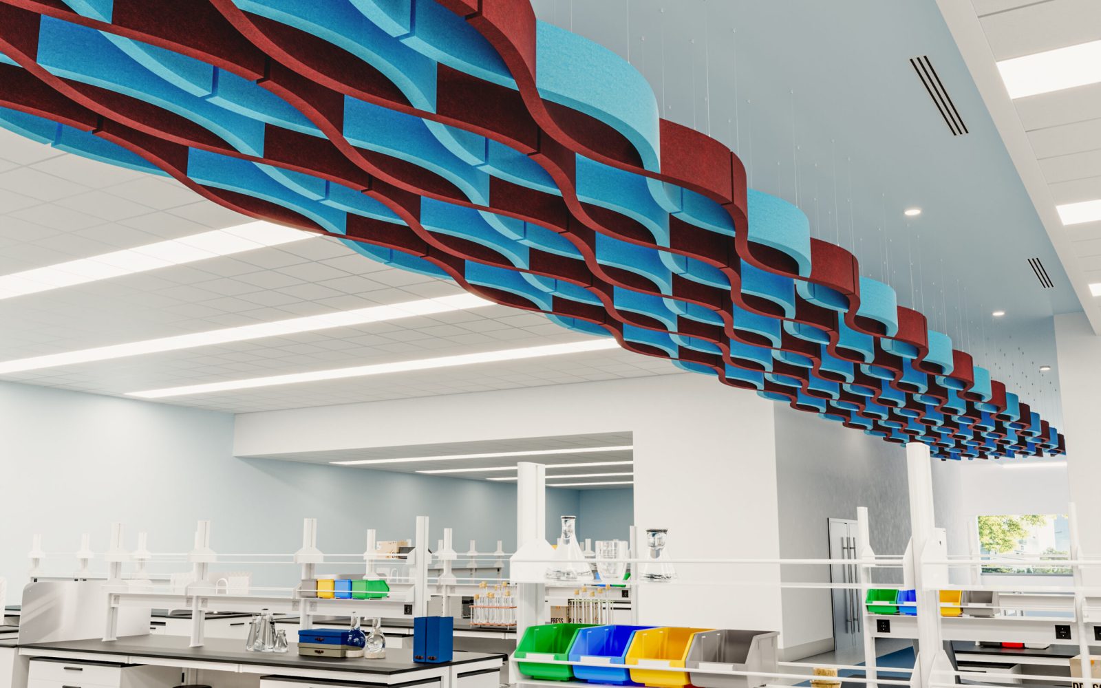 Billow Connect Ceiling Baffles | Azure, Currant | Premier Collection