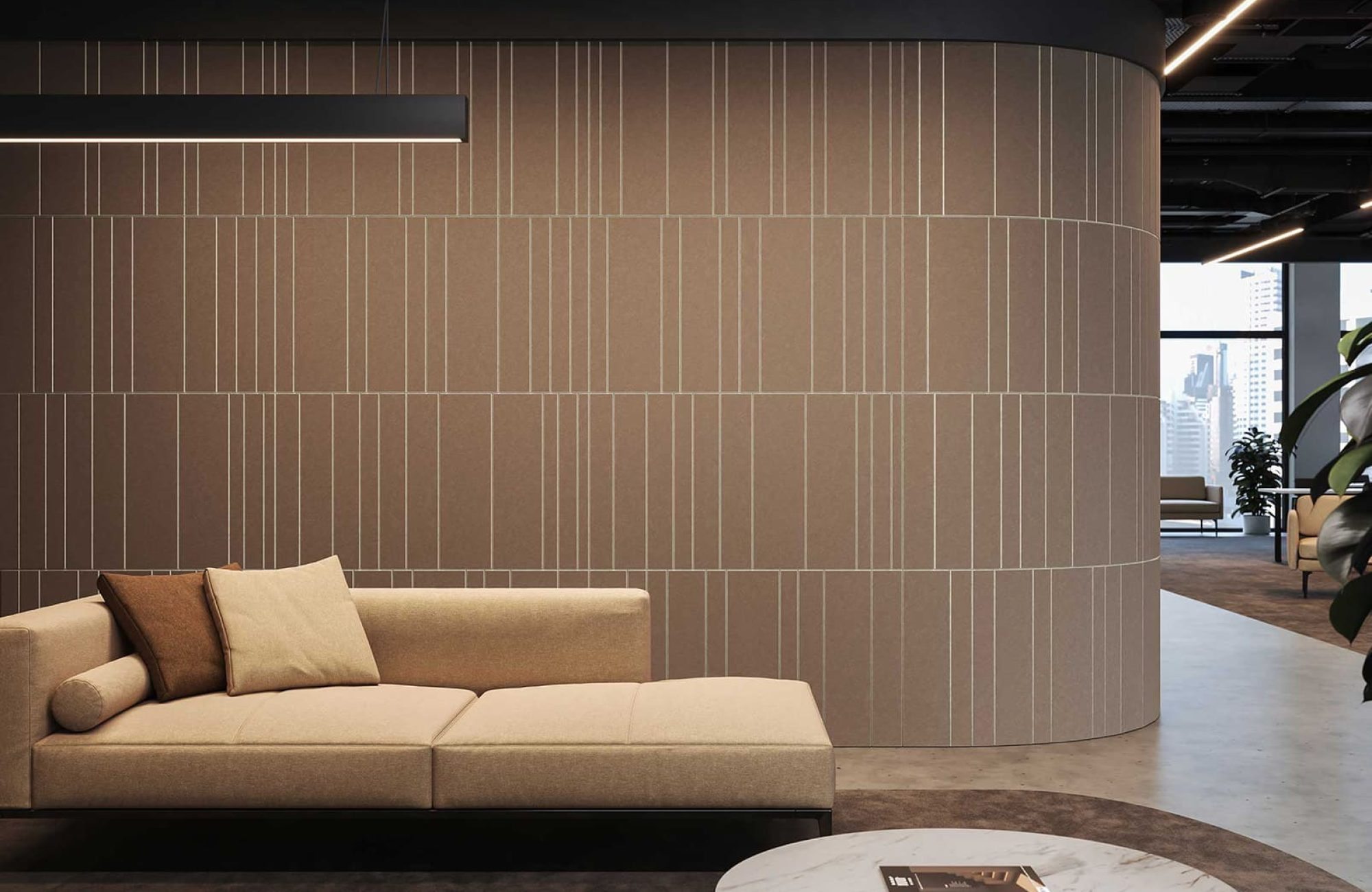 Fracture Two-Tone Wall Panel, Barcode | Umber, Almond | Premier Collection