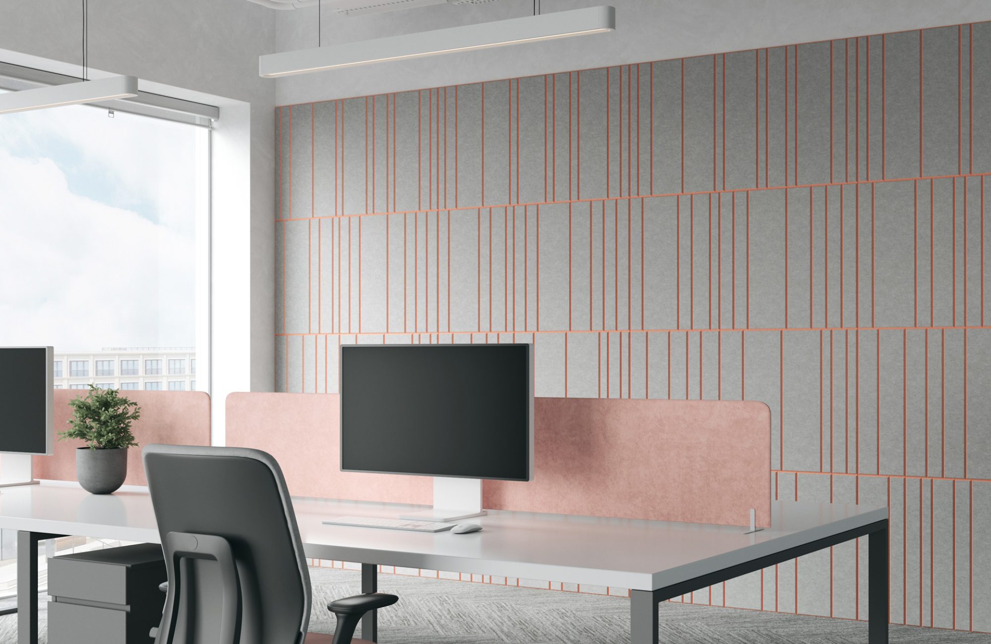 Fracture Two-Tone Wall Panel, Barcode | Metal, Flamingo | Premier Collection